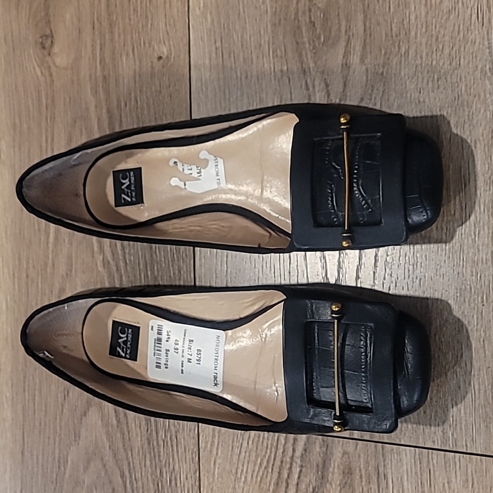 ZAC Zac Posen Black Leather Flats